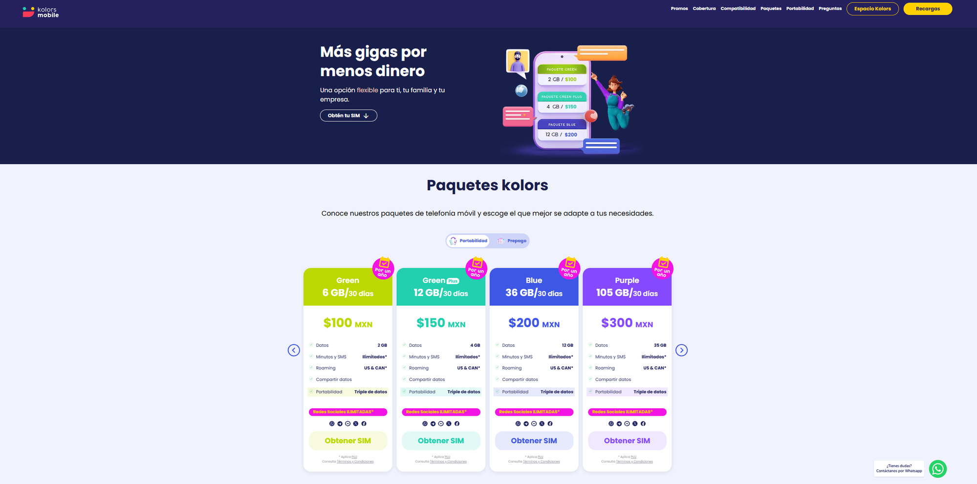 Kolors Mobile — captura del sitio